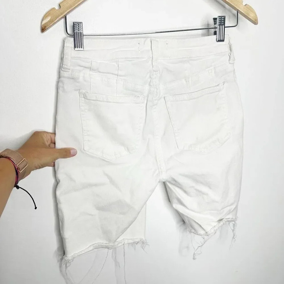 FREE PEOPLE Avery DENIM BERMUDA SHORT white cotton blend womens size 26 - Picture 6 of 10